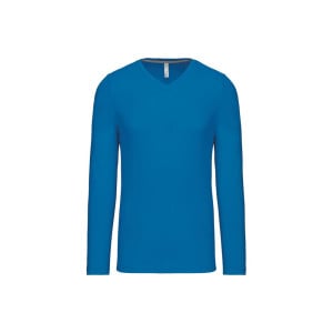 Tee-shirt de travail col V manches longues Kariban 100% coton Bleu