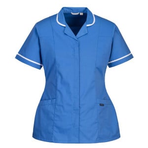 tunique classique femme stretch fermeture eclair portwest bleu devant