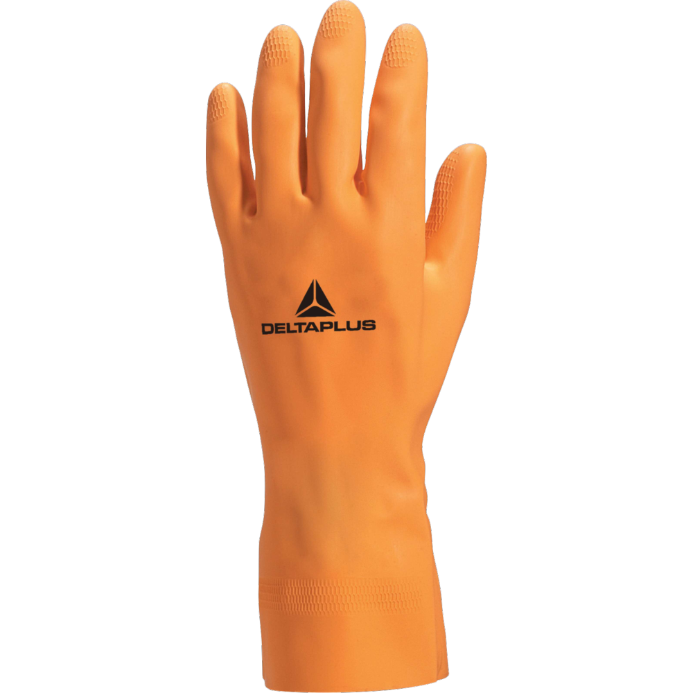 Gants de protection chimique latex antidérapants pour manutention lourde DELTA PLUS_vue_face_orange