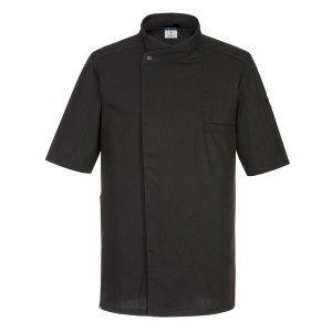 Veste cuisine de chef coton respirante coupe slim Portwest Surrey M/C noir