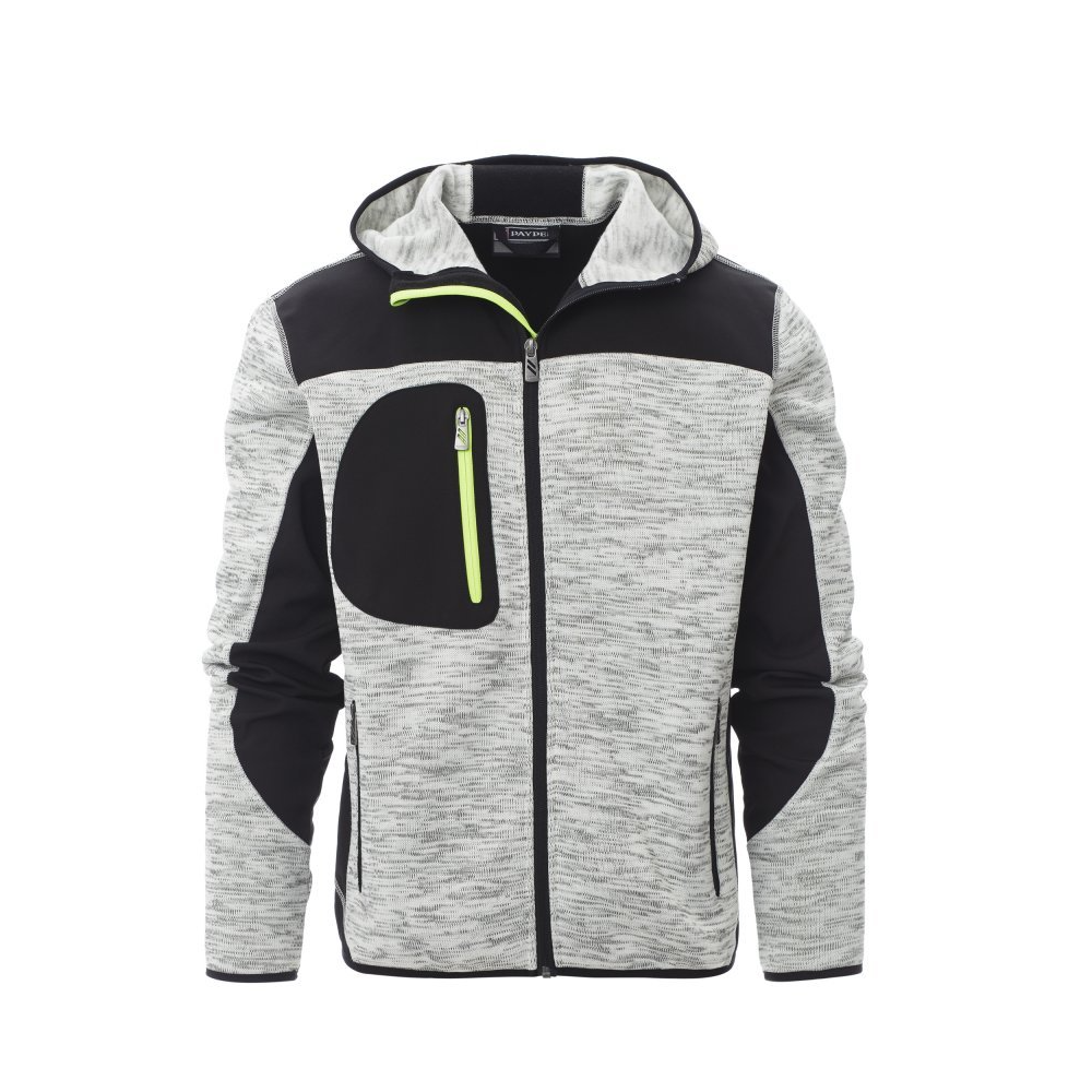 Veste softshell homme tricot technique bicolore à capuche TRIP PAYPER_grise_vue_de_face
