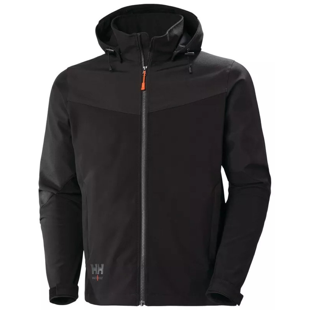 Veste softshell mixte déperlante avec capuche ajustable OXFORD HELLY HANSEN_noir_vue_de_devant