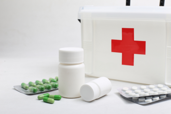 What does a first aid kit contain?