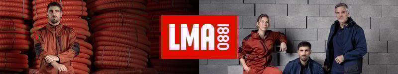 banni&egrave;re pr&eacute;sentant des produits LMA avec le logo LMA Workwear